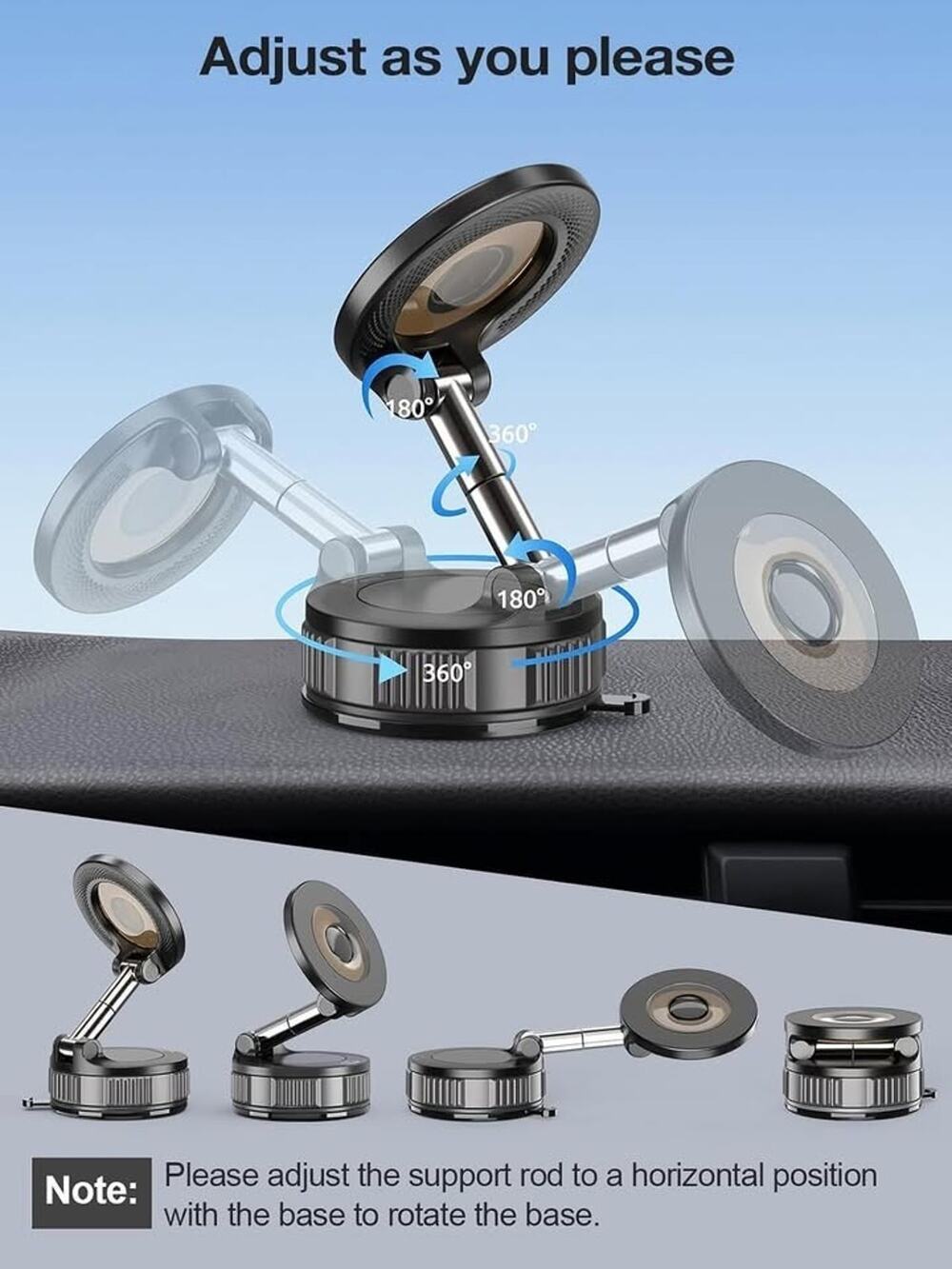 MagSafe Magnetic Car Phone Mount Vacuum Suction 360° iPhone 12-17 New